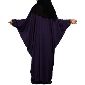 Abaya Tradicional para Mujer, Estilo Turco, Largo hasta el Tobillo, Mangas Largas, Corte Holgado, Ligera, Transpirable, Antiencogimiento, Chifón, Lino, Satén - Product Image 4