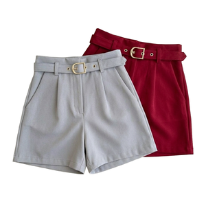 Shorts plissés décontractés pour femme, taille mi-haute, élégants, respirants, en satin, avec ceinture, style rétro américain, pour l'été - Product Image 6