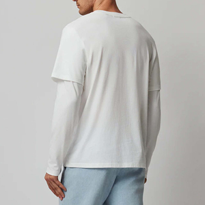 เสื้อยืดแขนยาวสองชั้นผ้าฝ้าย 100% สำหรับผู้ชาย สไตล์ไฮสตรีท แห้งเร็ว ระบายอากาศได้ดี น้ำหนัก 300 กรัม - Product Image 2