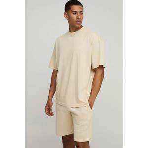 Ensemble court 2 pièces pour homme, été, t-shirt et short, ensemble de sport pour homme, ensemble court 2 pièces en coton respirant - Product Image 1