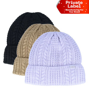 Wholesale <b>Wool</b> Blend Classic <b>Beanie</b> Soft Warm Winter Knit Cap OEM Custom Street Style Adjustable Unisex High End Cuffed - Product Image 1