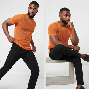 T-shirt en maille transparente pour homme, léger, respirant, décontracté, tendance, vente en gros, tee-shirt transparent pour homme - Product Image 1