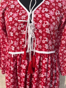 Vestido largo informal de algodón con bordado floral y estampado a mano, estilo indio, para mujer, regalo para ella. - Product Image 2