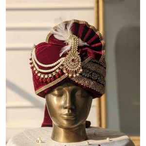Maroon GOLD dulha pagri turban | เจ้าบ่าวแต่งงาน Safa - Product Image 3