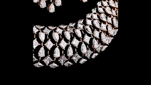 Conjunto de Collar y Pendientes Largos de Plata de Ley con Diamantes Cultivados en Laboratorio para Novia, Corte Pera, Chapado en Rodio, Certificado IGI - Product Image 2