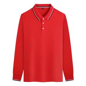 Camisa Polo de Golf de Manga Larga, 100% Poliéster, Estilo Casual, con Solapa y Combinación de Colores, Estampado Ligero y Sólido, Venta al Por Mayor - Product Image 3