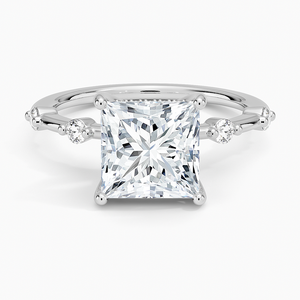 Bague SOJ 011 en argent 925, coupe princesse, avec halo caché Aimee, moissanite, pour fiançailles et mariage, 2 carats, couleur D, VVS1, certifiée GRA, rhodiée - Product Image 1