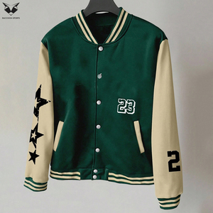 Highest Quality Thick Varsity <b>Jacket</b> Vintage <b>Patchwork</b> Green and Cream Baseball <b>Jacket</b> Streetwear Embroidery Letterman <b>Jacket</b> - Product Image 4