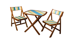 Ensemble table et chaises pliantes en bois Coco-Cafe, design tropical, mobilier de jardin extérieur pour 2 personnes - Product Image 3