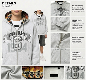 Sudadera con Capucha Gris Gruesa Personalizada de Nuevo Estilo de Micah Corporation con Capucha Interior con Gráficos, Calidad Premium, Estilo Y2K de Invierno - Product Image 5