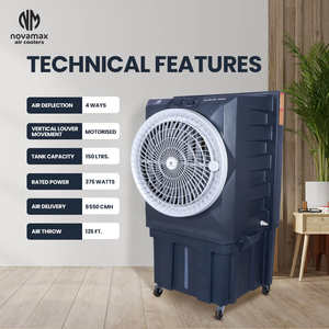 Enfriador de Aire para Salón RAMBO 150 LTR CON ENFRIADOR DE AIRE AUTOSWING (COP) para Refrigeración de Habitaciones y Uso en Verano - Product Image 4