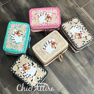 Caja de Joyería de Cuero Hecha a Mano, Estilo Western, de Cuero Vacuno Genuino, Organizador de Cartas de Póker, Estuche de Viaje para Cosméticos, Novedad 2026 - Product Image 1