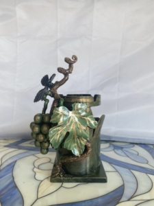Vase en alliage de zinc nickelé noir avec motif de rose, thème floral, décoration d'intérieur, artisanat en métal - Product Image 3