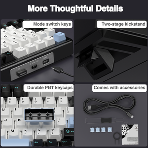 Clavier mécanique sans fil AULA F99 RGB rétroéclairé PROUSB, tri-mode, à touches remplaçables à chaud, structure de pavé personnalisée, clavier de projection pour PC/tablettes - Product Image 6