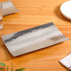 Plateau de service en acier inoxydable de forme irrégulière pour décoration de mariage, plateau de service en métal pour restaurant, hôtel, mariage - Product Image 4