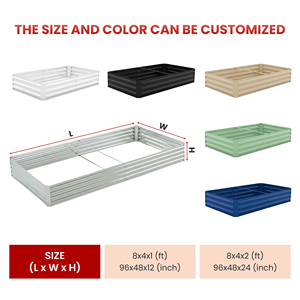 Metal Raised Garden Bed Outdoor Rectangular <b>Planter</b> Box Galvanized Wholesale Garden Beds For Outdoor Flower Green Plant GB009 - Product Image 2