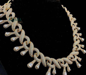 S925 Men's Gold Plated Moissanite <b>Statement</b> <b>Necklace</b> Pear Cut Link Chain Hiphop Jewelry Everyday Wear - Product Image 4