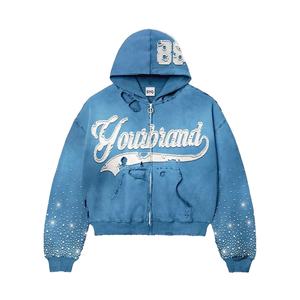 Sweat à capuche en éponge française 100% coton/mélangé de haute qualité avec logo personnalisé Sweat-shirt à capuche épais pour hommes Vêtements d'hiver brodés - Product Image 1