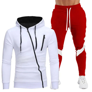 ชุดวอร์มสำหรับผู้ชายเสื้อสเวตเตอร์สีเทาดำใส่สบายพร้อมกางเกงเอวยางยืดออกแบบได้ตามต้องการ - Product Image 4