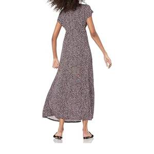 Robe longue maxi à imprimé léopard, col en V, manches courtes, style bohème, décontractée, été, en polyester, pour femme, motif animalier, vente en gros - Product Image 3