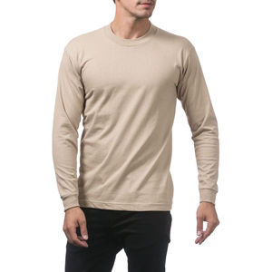 T-shirt à manches longues pour homme, gris, col rond, coupe classique, couleur unie, décontracté, tricoté en coton respirant - Product Image 2