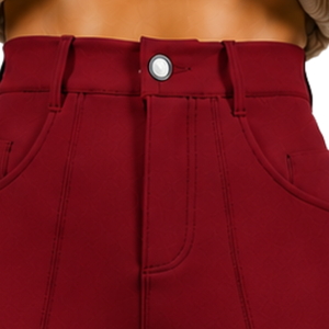Pantalon d'équitation pour femmes, bordeaux, taille haute, extensible, coupe ajustée, avec poches avant et arrière, professionnel - Product Image 5