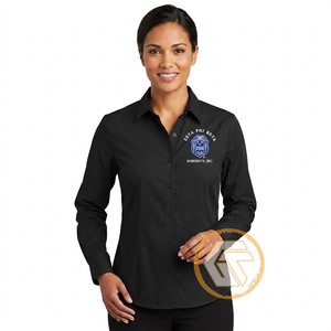 เสื้อเชิ้ตผู้หญิงสีดำติดกระดุม แบรนด์ Zeta Phi Beta ปักโลโก้ แขนสามส่วน ทรงคลาสสิก ผ้าฝ้ายป๊อปลิน 100% - Product Image 2