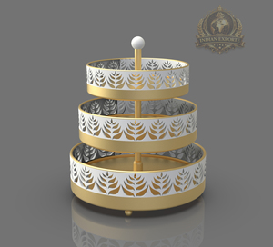 ชั้นวางอาหารทรงกลม 3 ชั้น สแตนเลสสตีล รักษาสิ่งแวดล้อม หรูหรา ใช้กับเครื่องล้างจานได้ เหมาะสำหรับเสิร์ฟกาแฟและขนมหวาน - Product Image 2