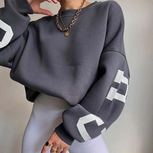 Sudaderas de Mujer 100% Algodón, Ligeras, de Secado Rápido, Cuello Redondo, Estilo Urbano, Logotipo Personalizado, Hombros Caídos, Servicio OEM, Gran Venta - Product Image 4