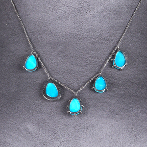 Natural diamante pavimenta oxidado de plata 925 piedras preciosas de turquesa diseñador cadena collar hecho a mano de la joyería de las mujeres al por mayor - Product Image 5