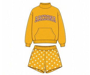 Ensemble décontracté pour femmes, sweat-shirt imprimé à col montant, short coordonné à motif étoile, doux et confortable - Product Image 2