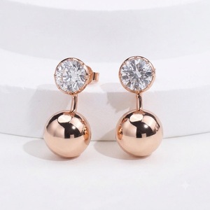 Pendientes de moda de oro de 14K con diamante de laboratorio de 2.5ct D VS1, tipo Ear Jacket, con parte delantera y trasera de bola, y solitario de diamante colgante - Product Image 4