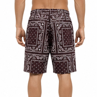 Shorts de bain décontractés pour hommes avec cordon de serrage, respirants, écologiques, séchage rapide, 100 % polyester, motif cachemire hawaïen, poches, tricotés