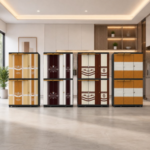 Armoire/Garde-robe portable Naiba Mega en plastique avec portes à charnières style bois brun clair et penderie pour vêtements et rangement de chambre - Product Image 4