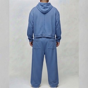 <b>Men's</b> Winter Printed Casual Solid Drawstring Hoodie Tracksuit Set Heavyweight Cotton Two Piece <b>Jogger</b> Rhinestone Streetwear OEM - Product Image 2