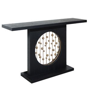 Modern 56in Wood Console <b>Table</b> <b>Black</b> with Gold Accent Decorative Entryway or Narrow <b>Sofa</b> <b>Table</b> for Entrances - Product Image 5