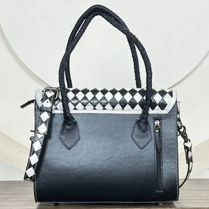 Sacs fourre-tout en cuir à carreaux usiné à la main de grande capacité avec sac à dos de voyage et ensembles assortis - Product Image 6