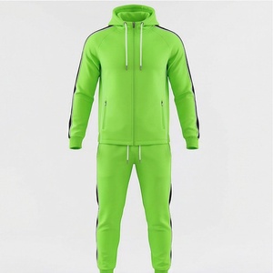 Conjunto Deportivo para Hombre, Sudadera con Capucha Verde y Pantalones, Cierre Completo, Transpirable, Color Sólido, para Otoño, Corte Regular - Product Image 1