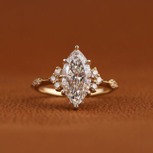 Anillo de Compromiso de Alta Calidad con Diamante de Laboratorio Corte Marquesa de 1 Quilate en Oro Sólido de 14K, Certificado IGI, Joyería de Boda Personalizada - Product Image 1