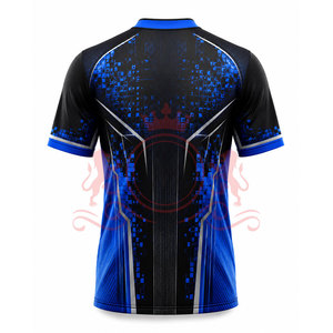 Camiseta de Fútbol para Hombre, Azul, con Patrón Geométrico, Manga Corta, Cuello en V, Poliéster que Absorbe la Humedad, Ajuste Atlético, para Todas las Temporadas - Product Image 2