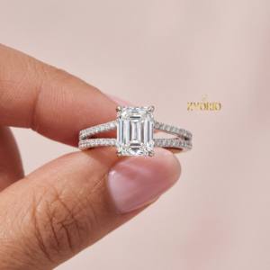 แหวนหมั้นเพชรทรงเรเดียนท์คัท VS คุณภาพสูงจากแล็บ ประดับด้วยประกายระยิบระยับอย่างสวยงาม ชุบทอง 14K/18K สำหรับผู้หญิงในงานปาร์ตี้ - Product Image 1