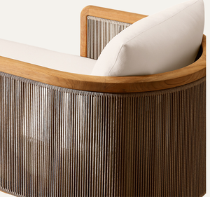 Chaise longue élégante en teck tressé, résistante aux UV, style moderne, pour parc, hôtel, extérieur, resort, villa, mobilier de jardin - Product Image 4