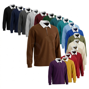 Polo à manches longues de qualité supérieure pour homme, décontracté, en coton, col classique, pull-over uni, confortable, respirant, vêtement de mode - Product Image 1