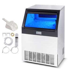 Macchina per il ghiaccio commerciale da cucina, a armadio, da 160 libbre/24H, produzione 80 cubetti di ghiaccio in 12-15 minuti - Product Image 1