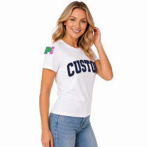 Camiseta de Manga Corta para Mujer, Cuello Redondo, Verano, Casual, Transpirable, de Alta Calidad, con Logotipo Bordado Personalizado - Product Image 4