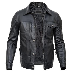 Veste en cuir noir de haute qualité pour homme à vendre 2026 – Vestes en cuir véritable pour l'hiver, personnalisables - Product Image 1