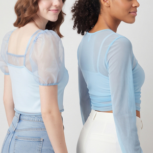 Casual Transparent Lightweight <b>See</b> <b>Through</b> <b>Tops</b> Long Sleeve Sheer Mesh <b>Crop</b> <b>Top</b> 100% Polyester Sexy Transparent <b>Crop</b> <b>Tops</b> - Product Image 4