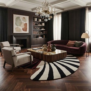 Alfombra de Lujo con Diseño Abstracto en Negro, Borgoña y Crema, Patrón Espiral Moderno, Alfombra de Diseño Elegante para Sala de Estar, Dormitorio, Decoración del Hogar - Product Image 6