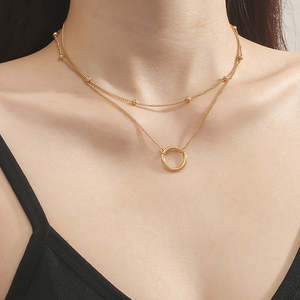 Collar con Colgante Circular de Doble Capa con Cuentas de Plata de Ley 925 para Mujer, Hecho a Mano, Estilo Minimalista, Unisex, para Uso Diario - Product Image 4
