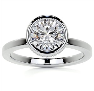 Round Cut Moissanite <b>Ring</b> 925 Sterling <b>Silver</b> White Gold Plated Classic <b>Solitaire</b> Engagement Wedding Promise Bridal <b>Ring</b> - Product Image 1